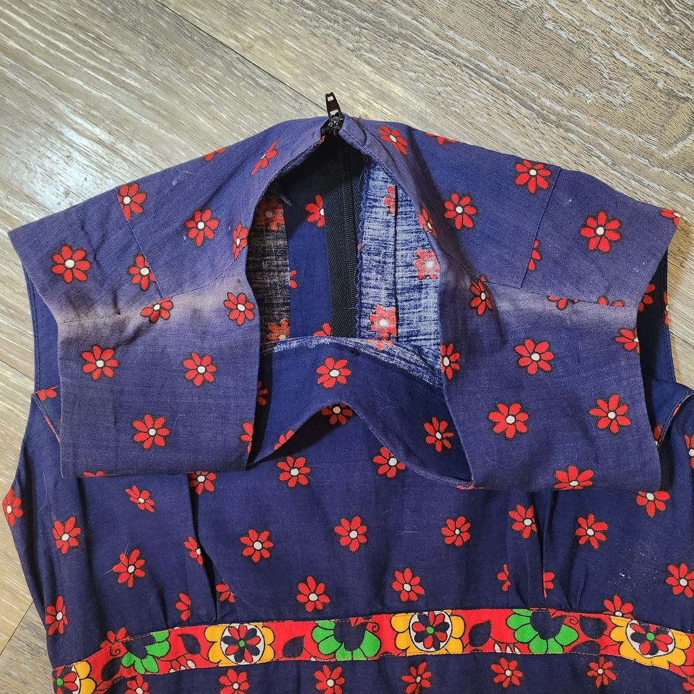 Authentic Real 60's Hippy Super Vintage Maxi Dress Rare Floral Pattern Woodstock - Picture 11 of 11